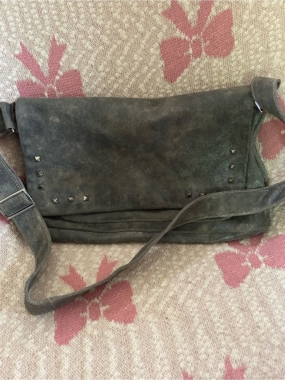 Marco Buggianni Crossbody Messenger Bag grey leather made Italy
